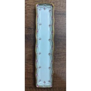 Vtg Jewelry Trinket Dresser Dish Tray Limoges France Pin White Pink Flowers B13